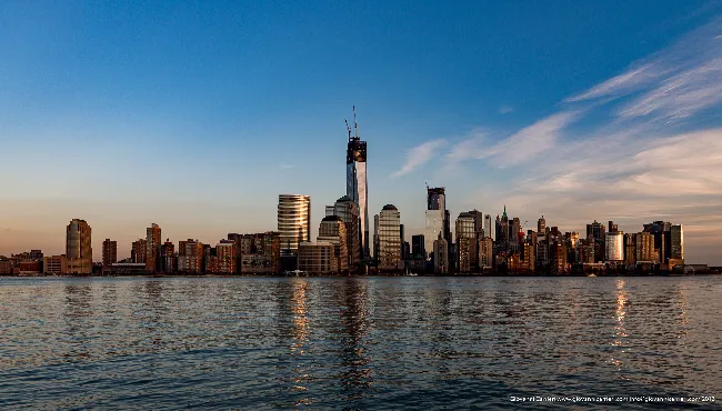Skyline di Manhattan al Tramonto Vista da Jersey City