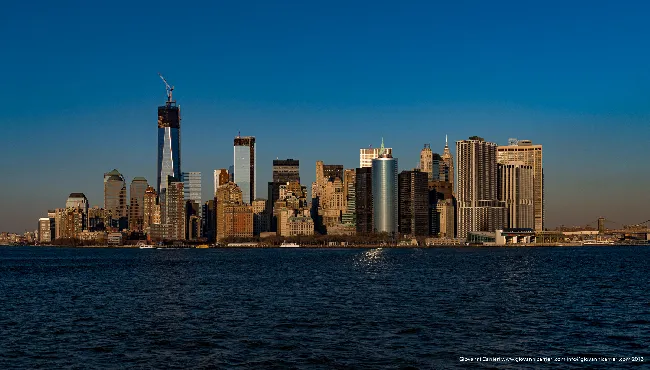 Skyline di Manhattan Vista dal Traghetto per Staten Island