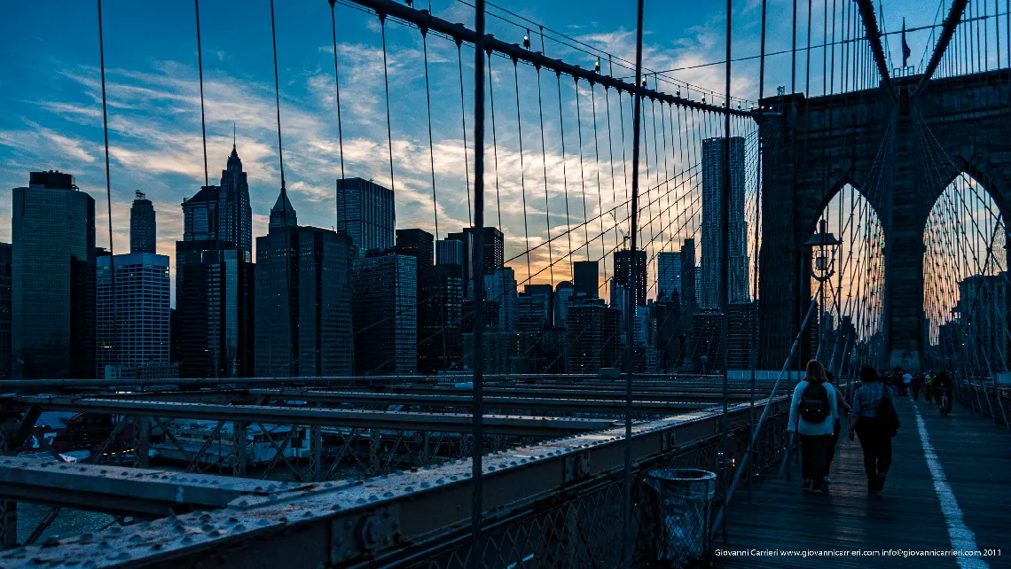 Sunset on brooklyn bridge - Manhattan