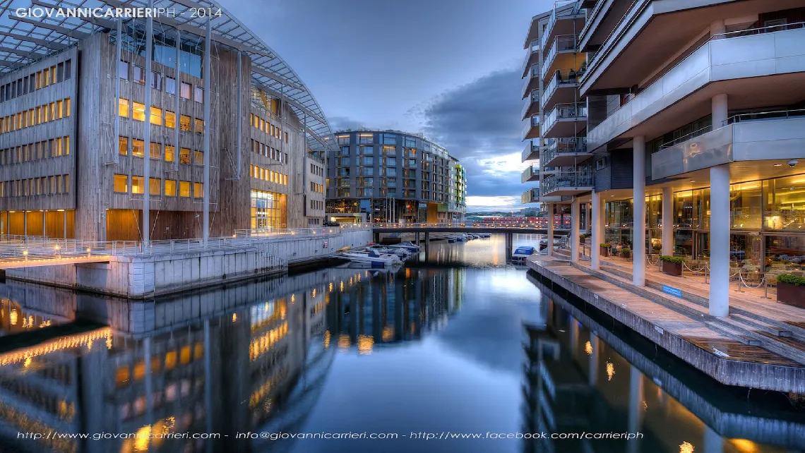 View of the city on fjord. Oslo