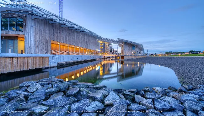 Particolari del Museo di Arte Moderna Astrup Fearnley di Oslo, disegnato da Renzo Piano