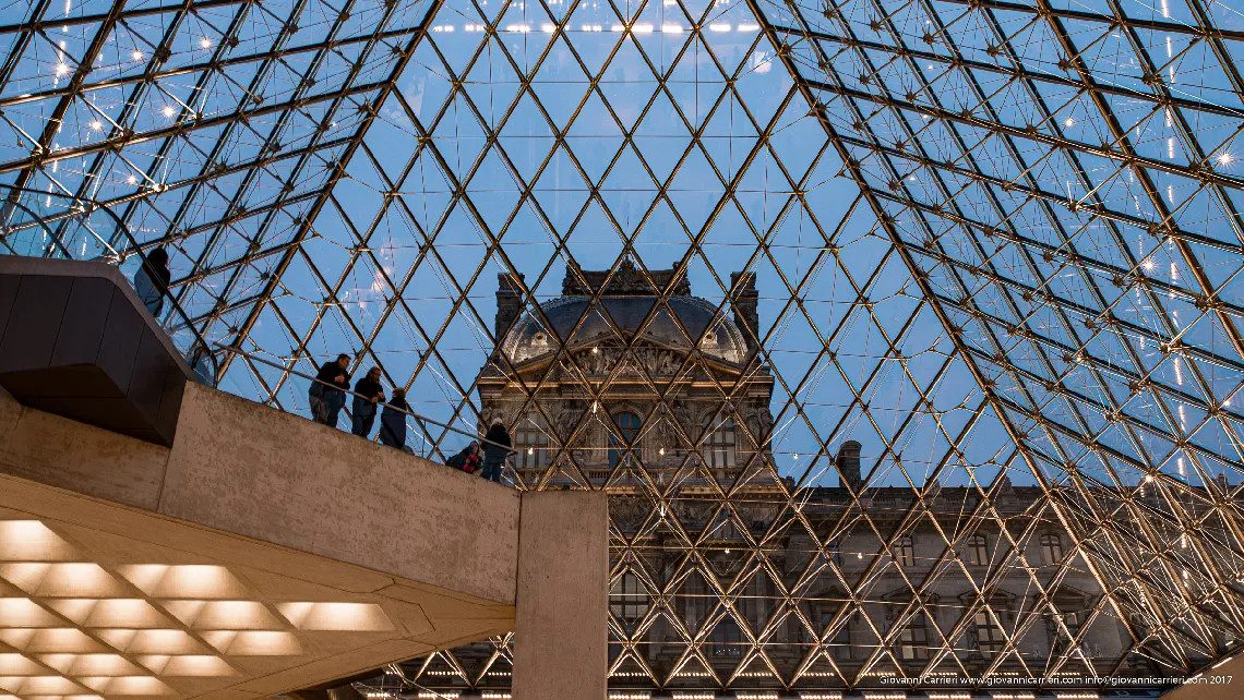 Sunset on Pyramid of Louvre