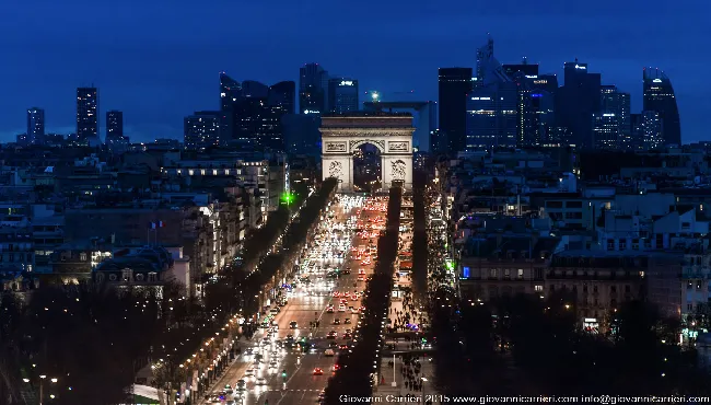 La Defense Skyline and Champs-Elysees, Paris