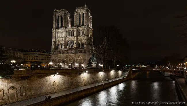 Cattedrale di Notre-Dame e la Senna di Notte, Parigi