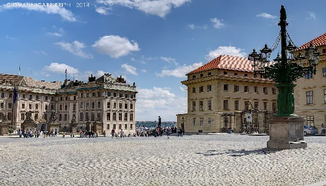 Prague Castle and the monument to Tomas Garrigue Masaryk