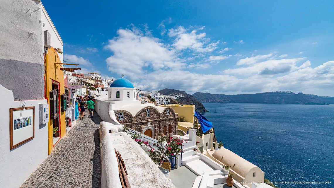 Walking around Oia admiring the caldera - Santorini